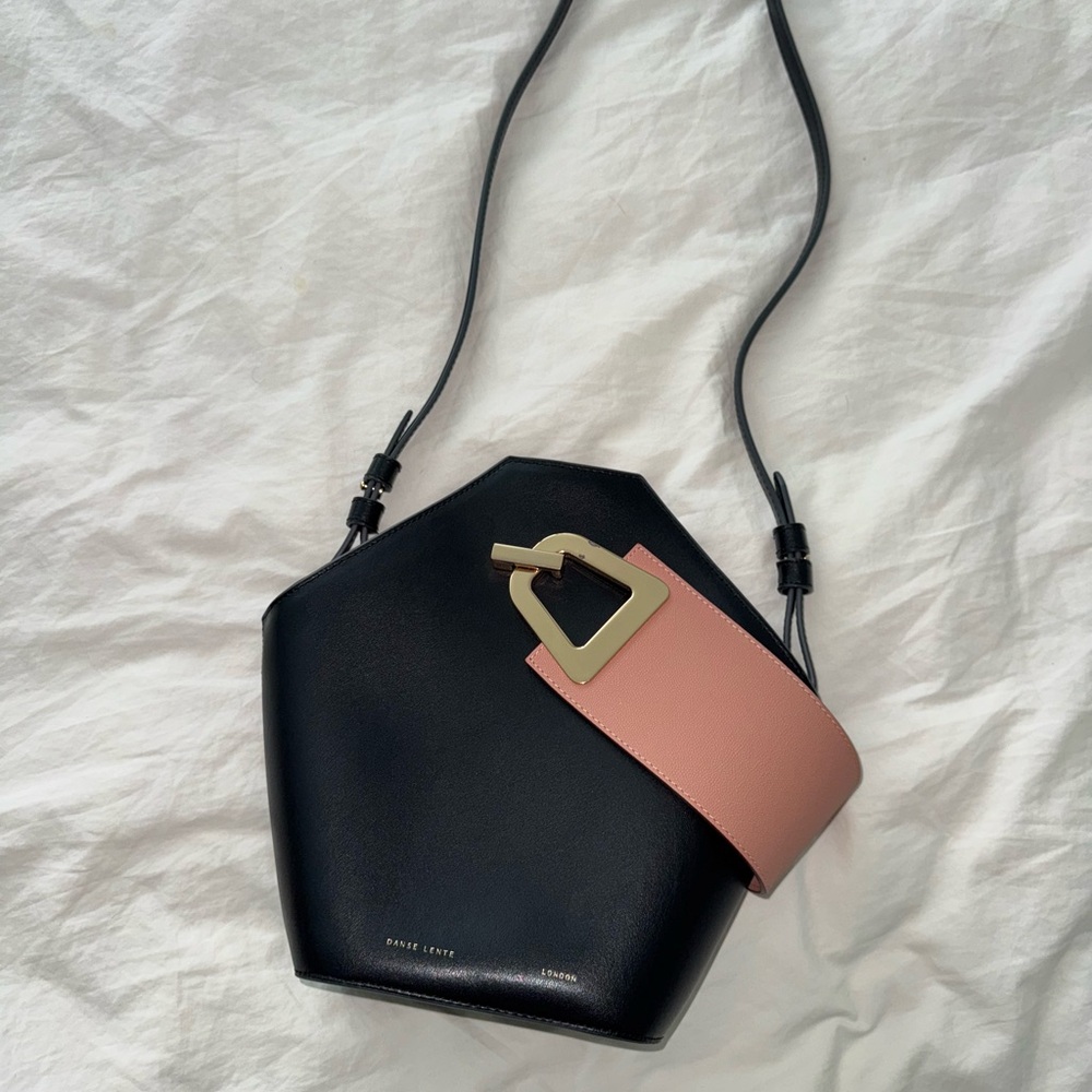 Danse Lente Johnny Leather Bucket Bag in Black/Beige